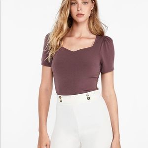 Satin Square-Neck Short Sleeve Bubble Top